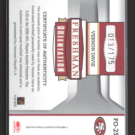 2006 Rookies & Stars Freshman Orientation Vernon Davis #FO-25 Football /175