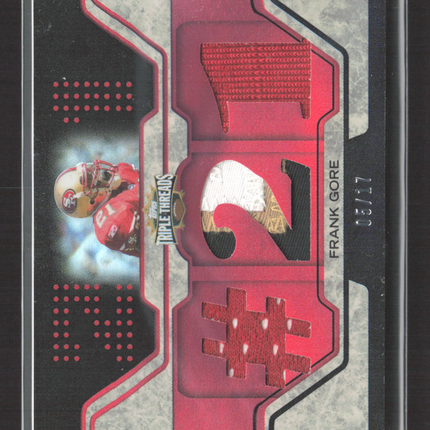 2008 Topps Triple Threads Frank Gore #TTR-107 Triple Jersey Relic 05/17 patch