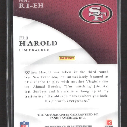 2015 Panini Immaculate Rookie Ink Eli Harold #RI-EH 09/10 RC Auto Gold