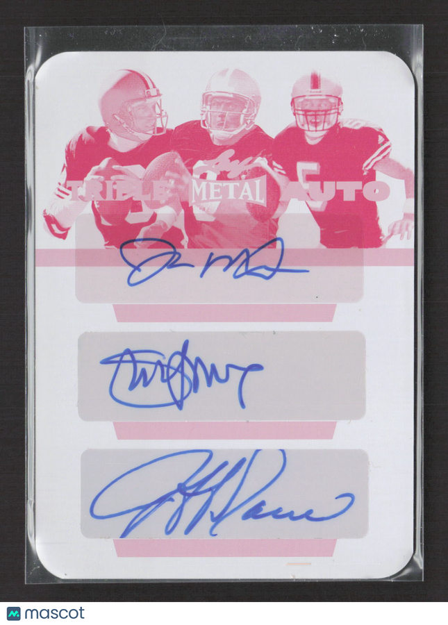 2024 Leaf Joe Montana Jeff Garcia Steve Young Magenta Printing Plate 1/1 Auto