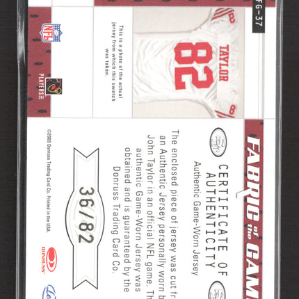 2003 Certified Fabric of the Game John Taylor #FG-37 Game-Worn Patch 36/82 Auto
