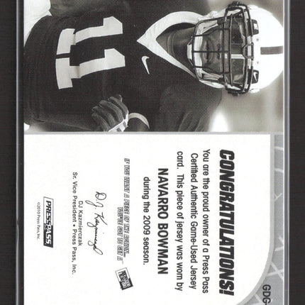 2010 Press Pass Game Day Gear NaVorro Bowman #GDG-NB Game-Used Jersey