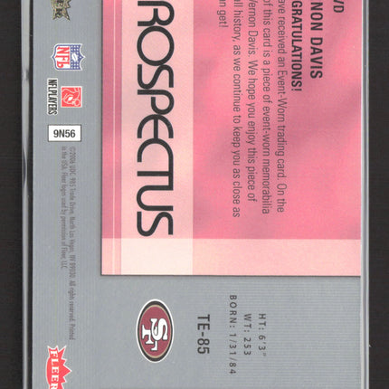 2006 Fleer Hot Prospects Vernon Davis #PR-VD Event-Worn Jersey 121/250