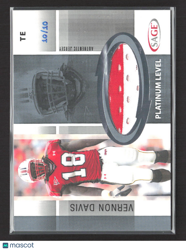 2005 SAGE Platinum Level Vernon Davis #J7 Authentic Jersey 10/10 Patch