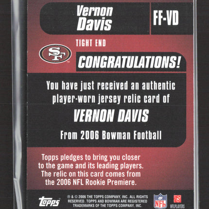 2006 Bowman Fabric of the Future Vernon Davis #FF-VD Logo Patch