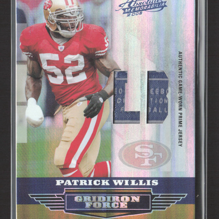 2008 Playoff Absolute Gridiron Force Patrick Willis #GF-14 Laundry Tag Patch /25