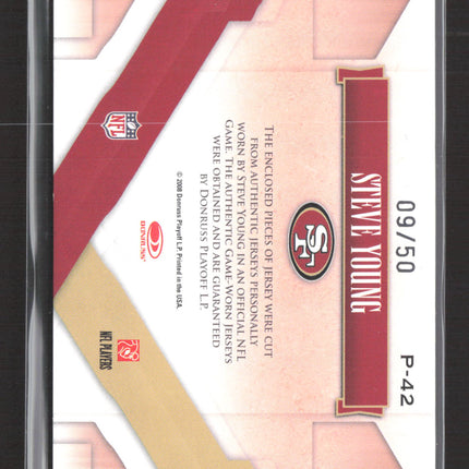2008 Donruss Gridiron Gear Steve Young #P-42 Game-Worn Jersey Patch 09/50