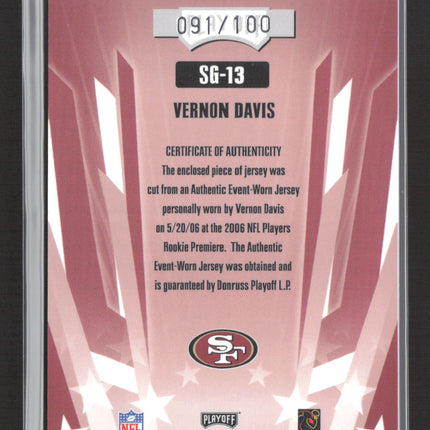 2006 Playoff Absolute Memorabilia Star Gazing Vernon Davis #SG-13 Jersey /100