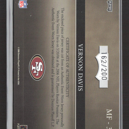 2006 Playoff Absolute Memorabilia Marks of Fame Vernon Davis #MF-37 Jersey /200