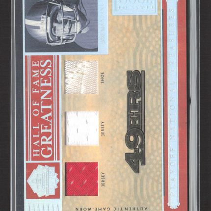 2006 National Treasures Hall of Fame Greatness Joe Montana Jersey Shoe /49