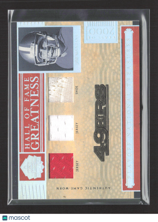 2006 National Treasures Hall of Fame Greatness Joe Montana Jersey Shoe /49
