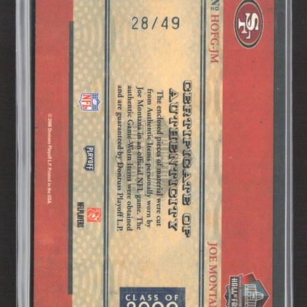 2006 National Treasures Hall of Fame Greatness Joe Montana Jersey Shoe /49