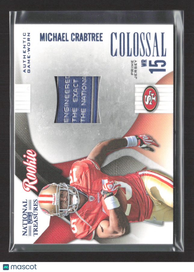 2009 National Treasures Michael Crabtree #13 Game Worn Laundry Tag Patch /50