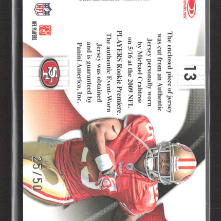 2009 National Treasures Michael Crabtree #13 Game Worn Laundry Tag Patch /50