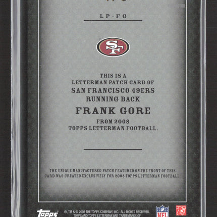 2008 Topps Letterman Football Frank Gore #LP-FG /6 Letterman Patch