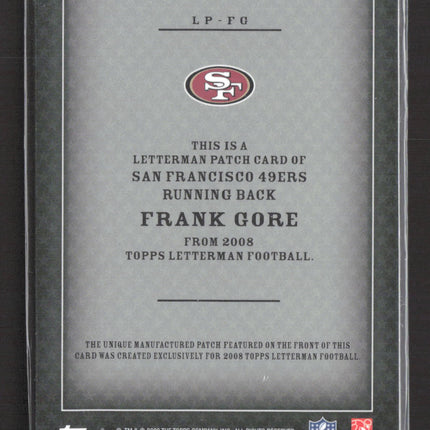 2008 Topps Letterman Football Frank Gore #LP-FG 8/9 Letterman Patch
