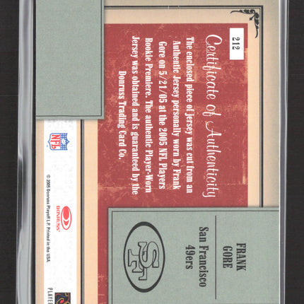2005 Donruss Playoff Throwback Threads Frank Gore #212 Authentic Jersey