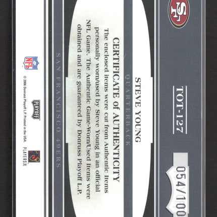 2006 Playoff Absolute Tools of the Trade Steve Young #TOT-127 Shoe Jersey /100