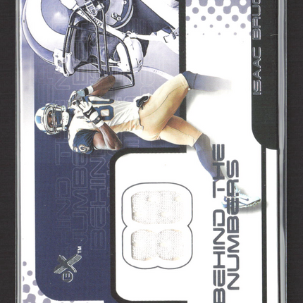 2001 Fleer E-X Behind the Numbers Isaac Bruce #BN-IB Game-worn Jersey 607/720