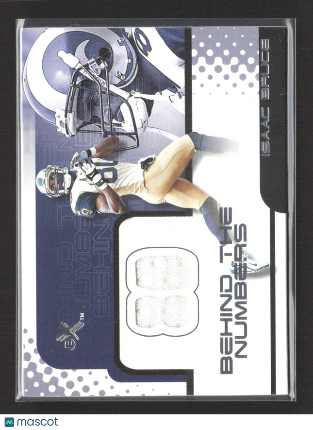 2001 Fleer E-X Behind the Numbers Isaac Bruce #BN-IB Game-worn Jersey 607/720