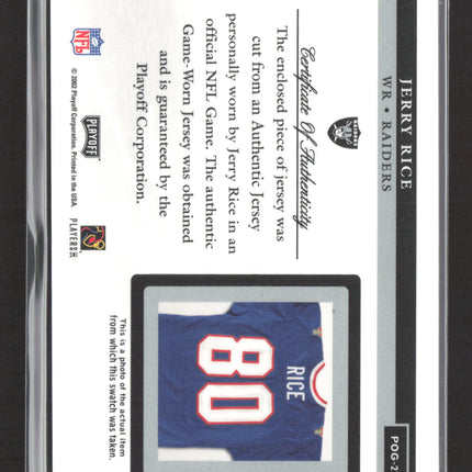 2002 Playoff Piece of the Game Jerry Rice #POG-27 Game-Worn Jersey