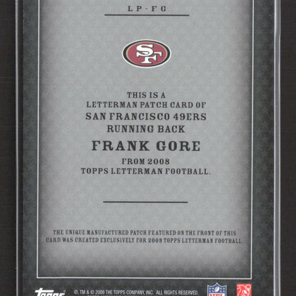 2008 Topps Letterman Football Frank Gore #LP-FG Letterman Patch 1/3