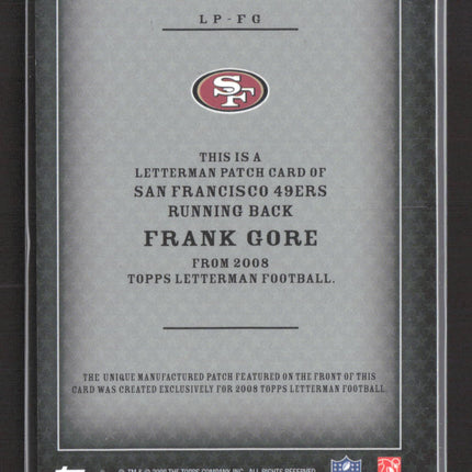 2008 Topps Letterman Football Frank Gore #LP-FG 1/3 Letterman Patch