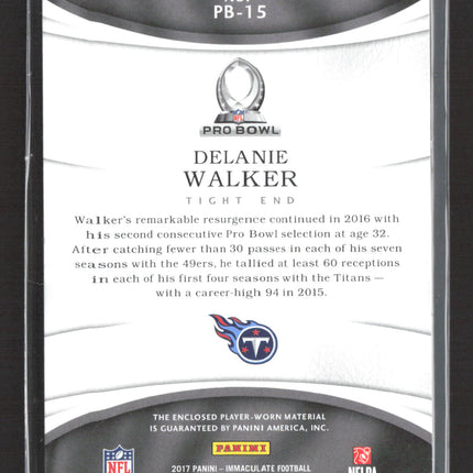 2017 Panini Immaculate Collection Delanie Walker #PB-15 Pro Bowl Swatches 12/15