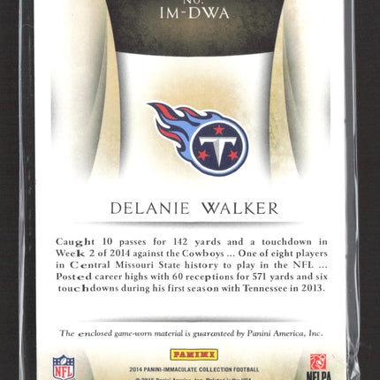 2014 Panini Immaculate Numbers Delanie Walker #IM-DWA Game-worn patch 08/50