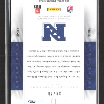 2012 National Treasures Colossal Michael Robinson #17 Prime Prime Patch /49