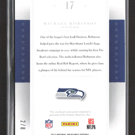 2012 Panini National Treasures Letterman Michael Robinson #17 2/8 Letter Patch