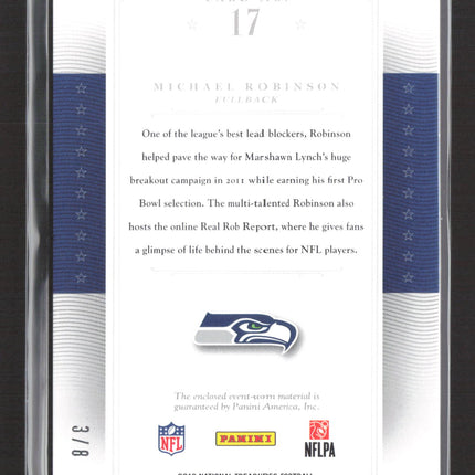 2012 National Treasures Michael Robinson #17 Pro Bowl Letterman 3/8 Letter Patch