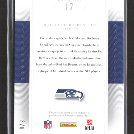 2012 Panini National Treasures Michael Robinson #17 Letterman 8/8 Letter Patch