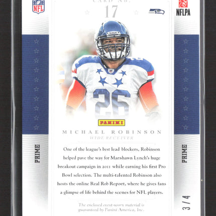 2012 National Treasures Colossal Michael Robinson #17 Prime 3/4 Prime Patch