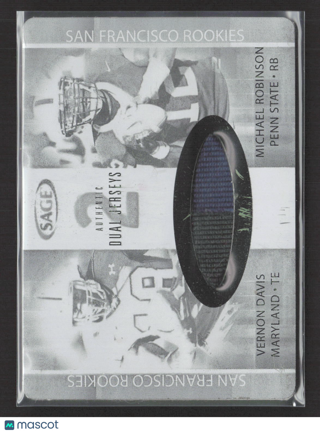2007 SAGE DECADEnce Michael Robinson Vernon Davis Black Printing Plate Patch 1/1
