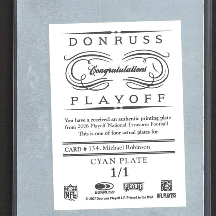 2007 National Treasures Michael Robinson #134 Cyan Printing Plate 1/1