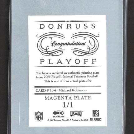 2007 Playoff National Treasures Michael Robinson #134 Magenta Printing Plate 1/1
