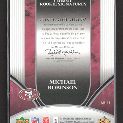 2006 UD Ultimate Rookie Michael Robinson #229 Printing Plate Yellow 1/1 Auto