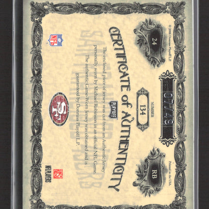 2006 National Treasures Michael Robinson #134 09/49 Game-Worn Prime Patch Auto