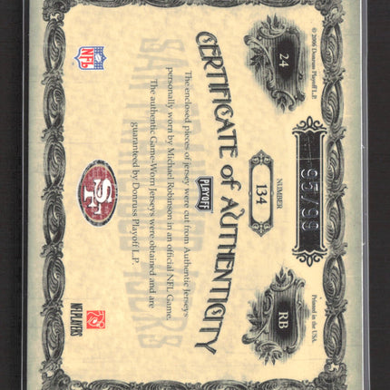 2006 Playoff National Treasures Michael Robinson #134 95/99 Game-Worn Patch Auto