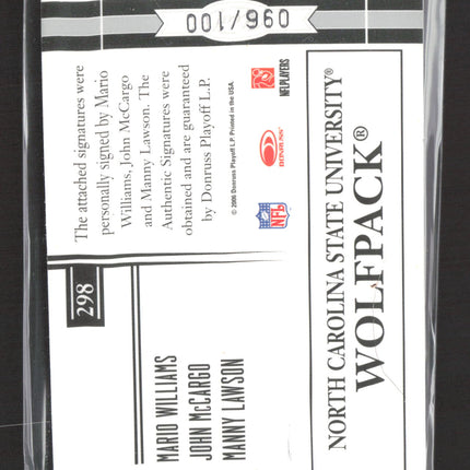 2006 Limited Phenoms Manny Lawson Mario Williams John McCargo #298 /100 Auto