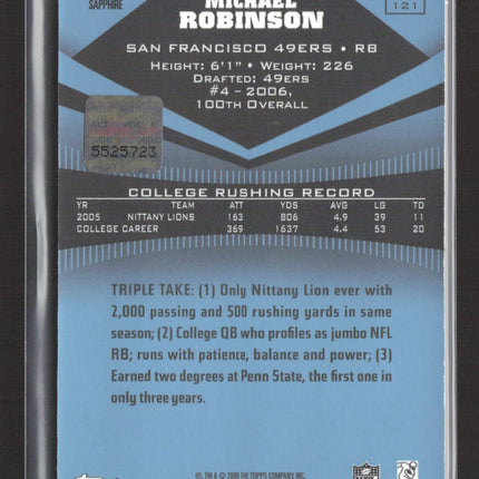 2006 Topps Triple Threads Michael Robinson #121 Sapphire 07/10 Relic Patch Auto