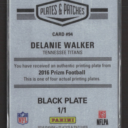 2017 Panini Plates & Patches Prizm Delanie Walker #94 Black 1/1 Printing Plate
