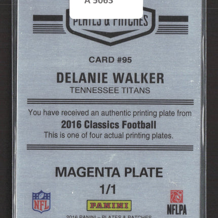 2017 Plates & Patches Classics Football Delanie Walker #95 Magenta Printing 1/1