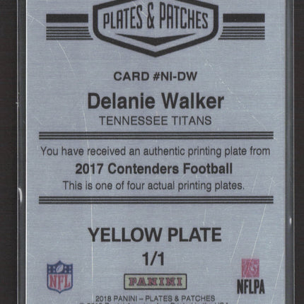 2019 Panini Plates & Patches Delanie Walker #NI-DW Yellow Printing 1/1