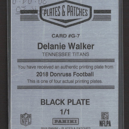 2019 Panini Plates & Patches Delanie Walker #G-7 Black Printing Plate 1/1