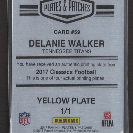 2018 Plates & Patches Classics Delanie Walker #59 Yellow 1/1 Printing Plate