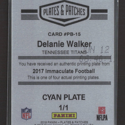 2019 Panini Plates & Patches Delanie Walker #PB-15 Cyan 1/1 Printing Plate