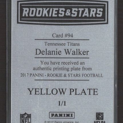 2017 Panini Rookies & Stars Delanie Walker #94 Yellow Printing Plate 1/1