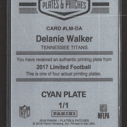 2019 Panini Plates & Patches Delanie Walker #LM-DA Cyan 1/1 Printing Plate